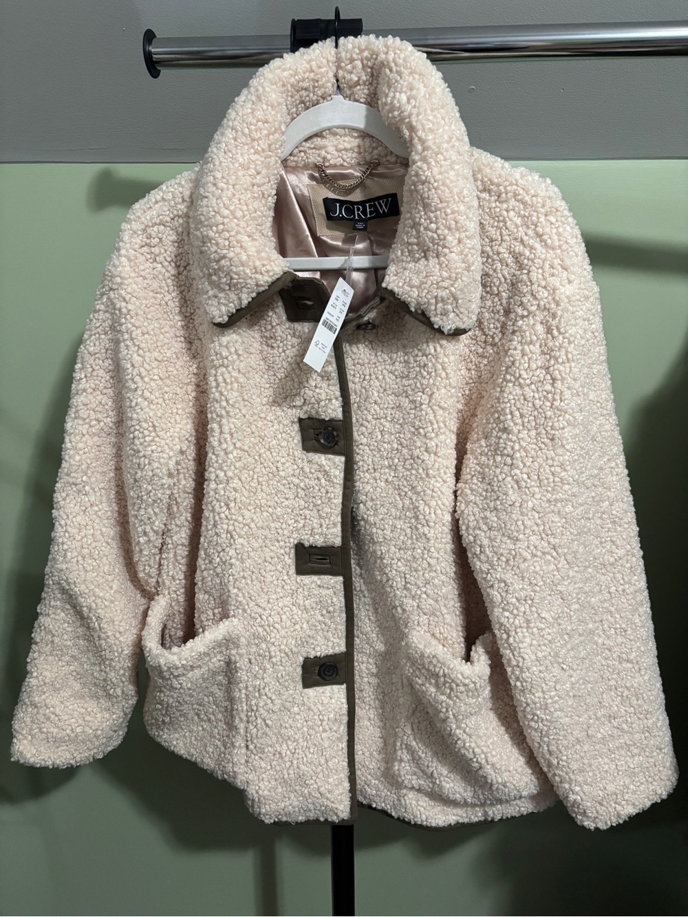 J. Crew Cream Teddy Sherpa Button-Up Jacket XXL
